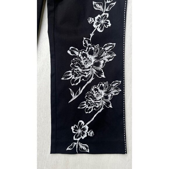 Cache Women's Black Floral Straight Leg Dress Pants Size 8 - Picture 3 of 12
